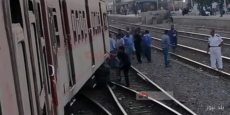 خروج قطار سكة حديد عن القضبان بشبين القناطر