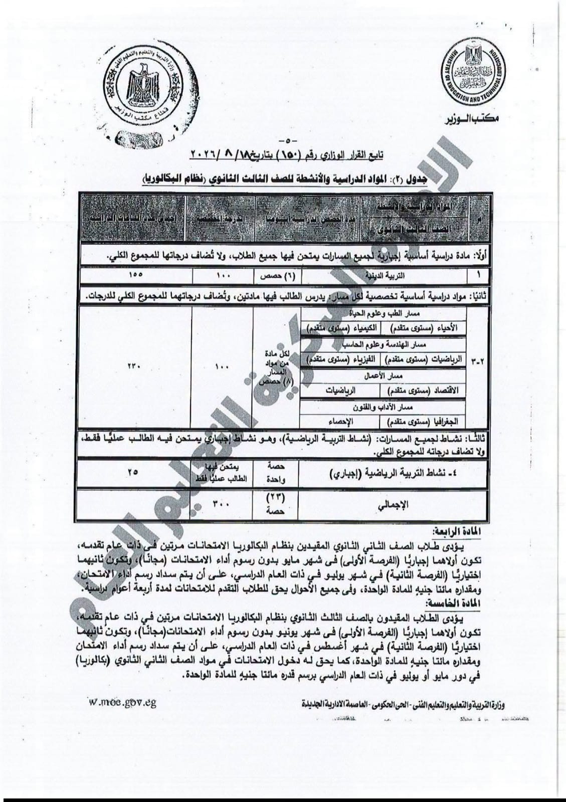 القرار الوزاري المنظم للدراسة والامتحان بشهادة البكالوريا 4 القرار الوزاري المنظم للدراسة والامتحان بشهادة البكالوريا 4