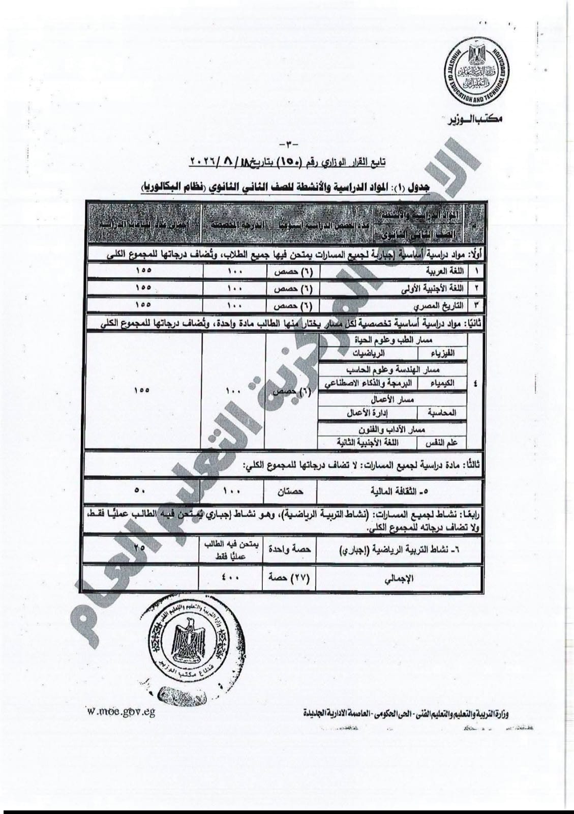 القرار الوزاري المنظم للدراسة والامتحان بشهادة البكالوريا 3 القرار الوزاري المنظم للدراسة والامتحان بشهادة البكالوريا 3