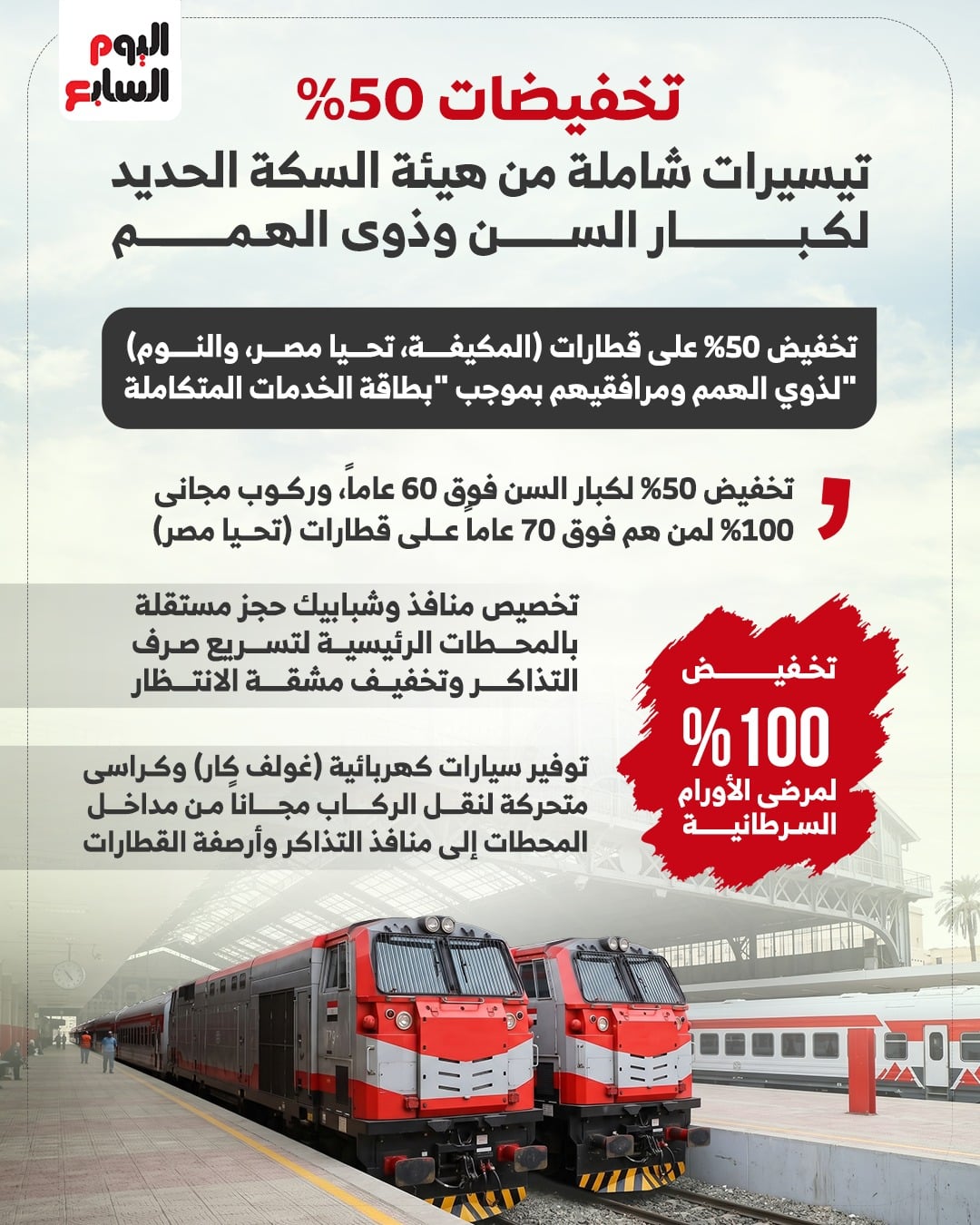 خدمات تقدمها السكة الحديد لكبار السن وذوي الهمم